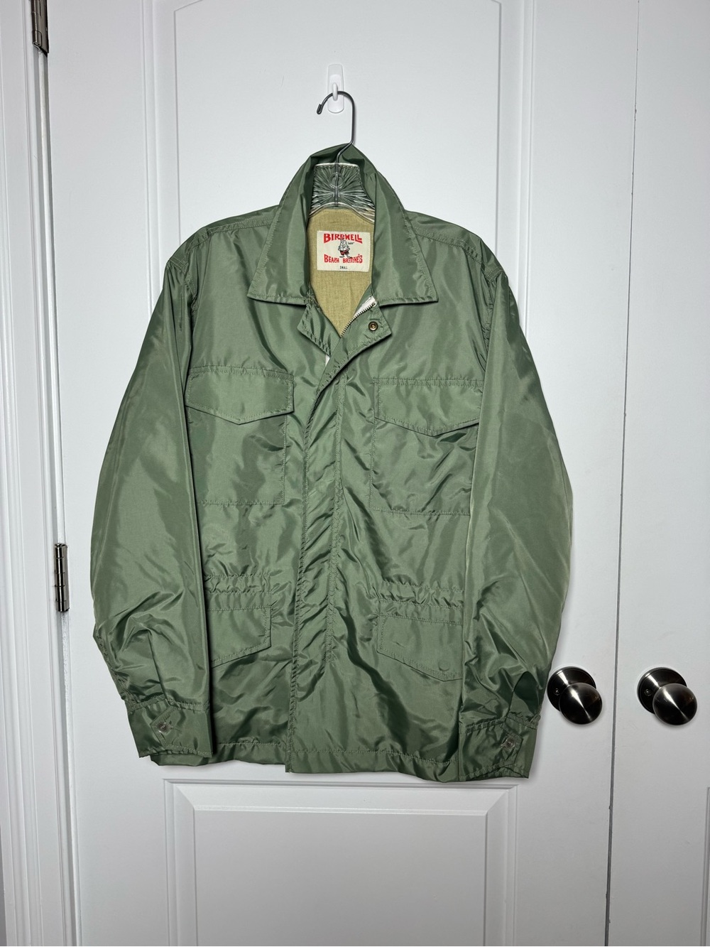 Birdwell Beach Britches M9015 Field Jacket Green Nylon Linen Lined Made USA S